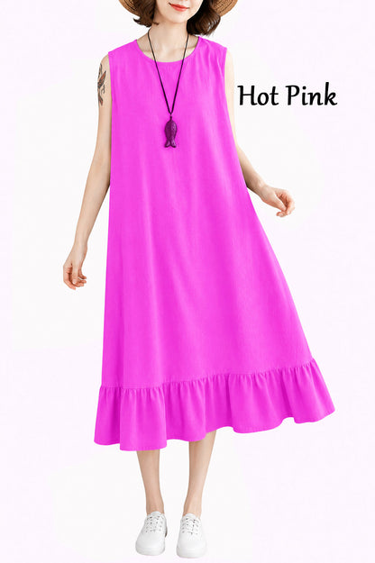 Sleeveless Flowy Ruffle Hem Dress
