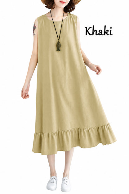Sleeveless Flowy Ruffle Hem Dress