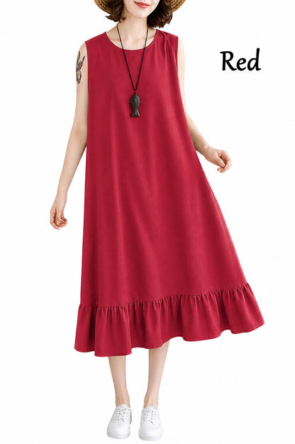 Sleeveless Flowy Ruffle Hem Dress