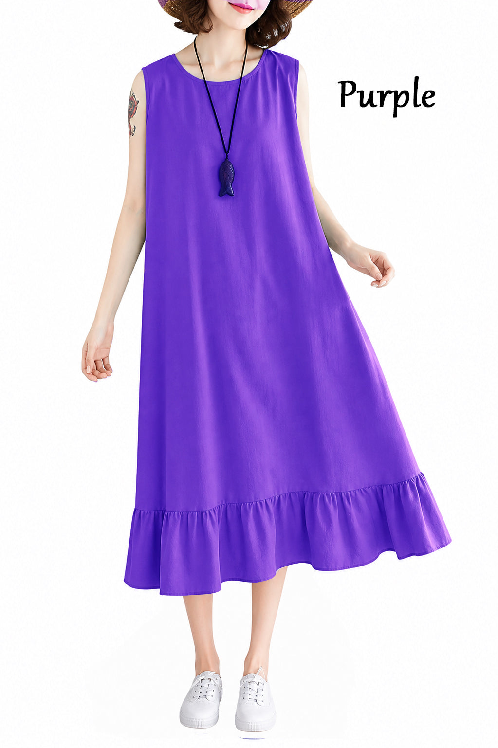 Sleeveless Flowy Ruffle Hem Dress