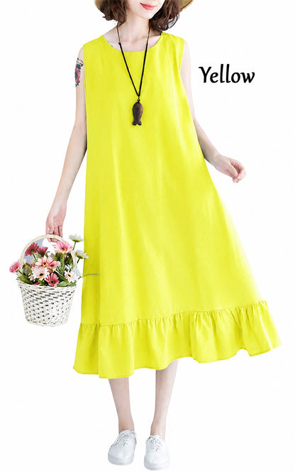Sleeveless Flowy Ruffle Hem Dress