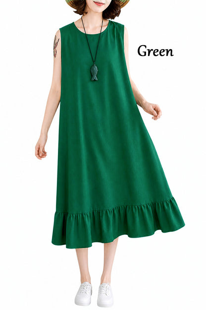 Sleeveless Flowy Ruffle Hem Dress