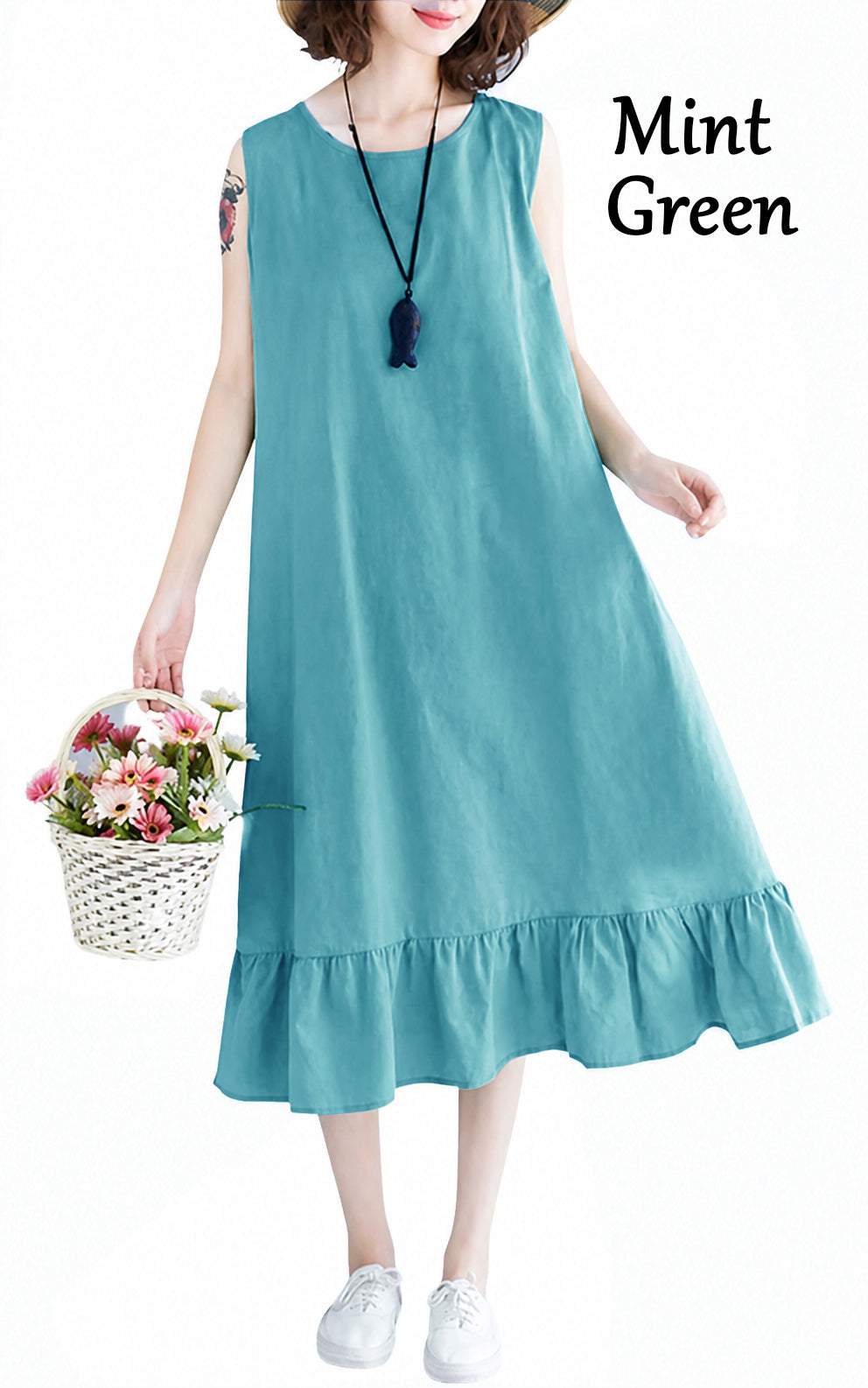 Sleeveless Flowy Ruffle Hem Dress