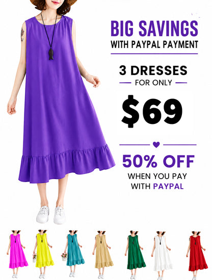 Sleeveless Flowy Ruffle Hem Dress
