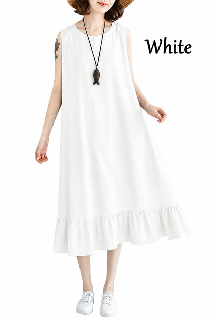 Sleeveless Flowy Ruffle Hem Dress